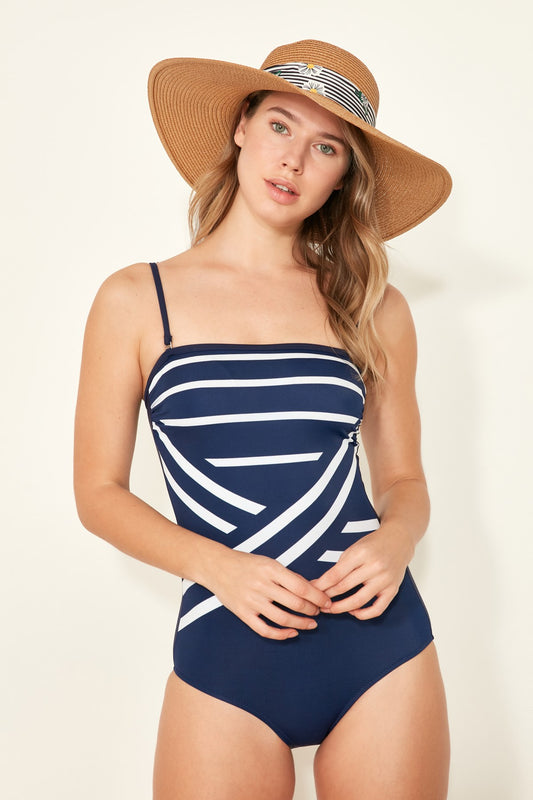 Best Swimwear for Summer | ZALYA Thin Strap Navy Blue Swimwear - zalya lingerie blog