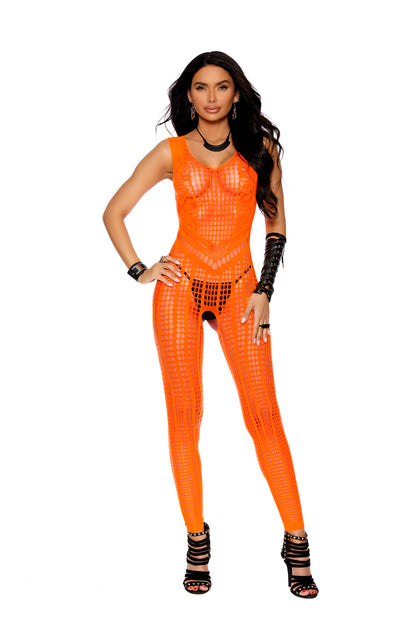 Crochet Footless Bodystocking with Open Crotch, front view